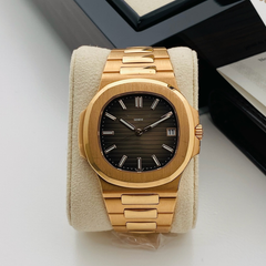 Luxury Rose Gold Watch with Box – Black Dial Classic Design (Premium Style)