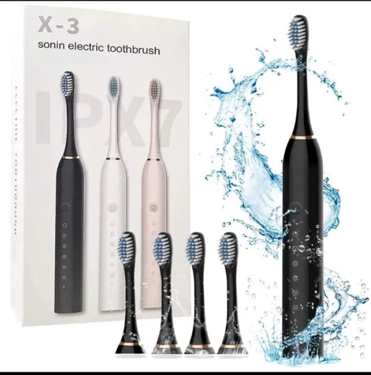 6-Mode Sonic Electric Toothbrush – Rechargeable with Smart Timer & 4 Brush Heads